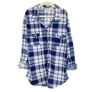 KIDS Roll Tab Long Sleeve Flannel Plaid Shirt L
